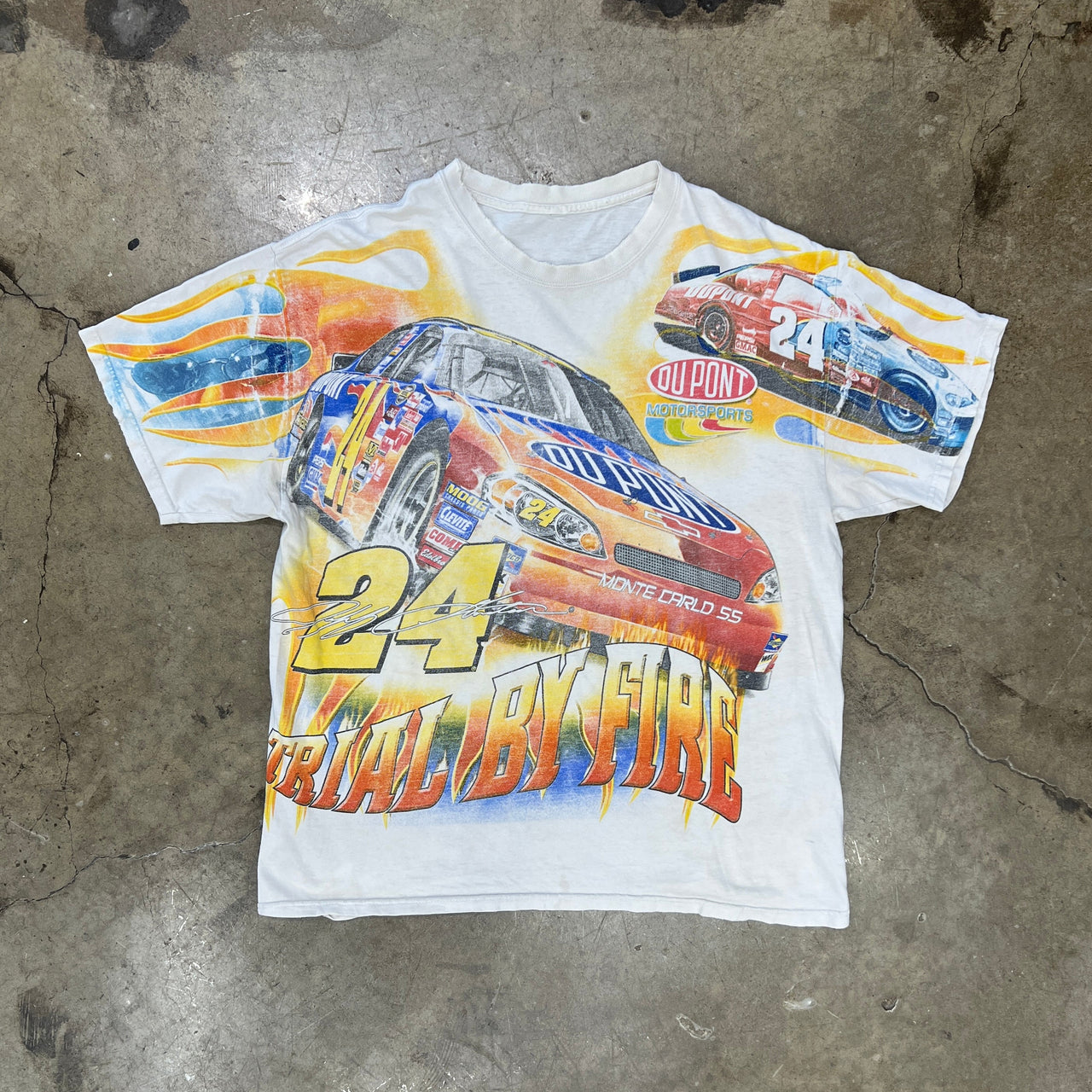 NASCAR 2002 Jeff Gordon Red Flame Du Pont AOP Tee