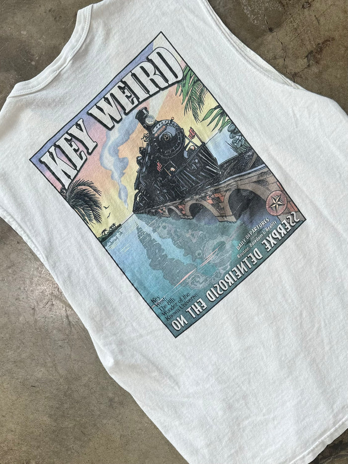 Vintage Key West Florida Train Ocean Sleeveless Tee Large