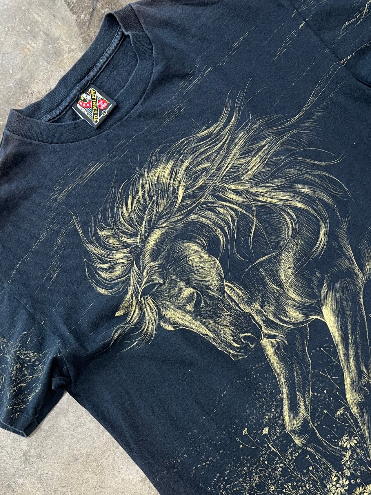 AOP 3D Emblem Golden Horse Nature Single Stitch Tee
