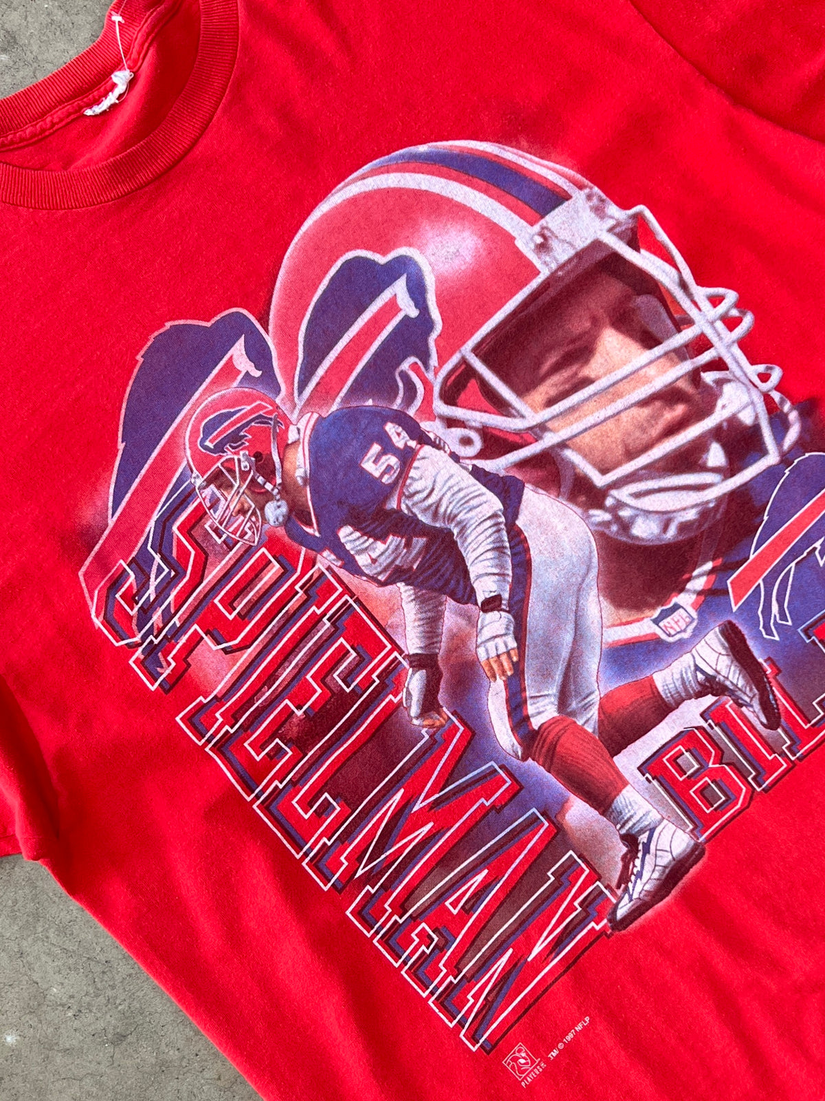 1997 NFL Buffalo Bills Chris Spielman Football Single Stitch Tee