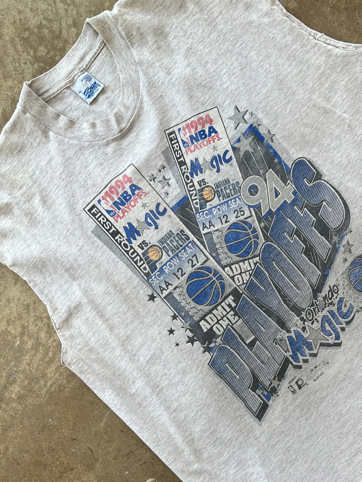 1994 NBA Playoff Orlando Magic Indiana Pacers Single Stitch Cut off Tee
