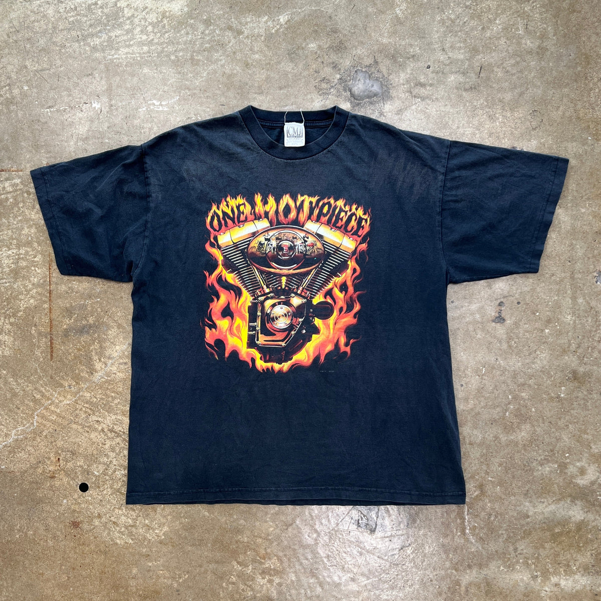 1999 One Hot Piece Motorcycle Engine Flame Tee