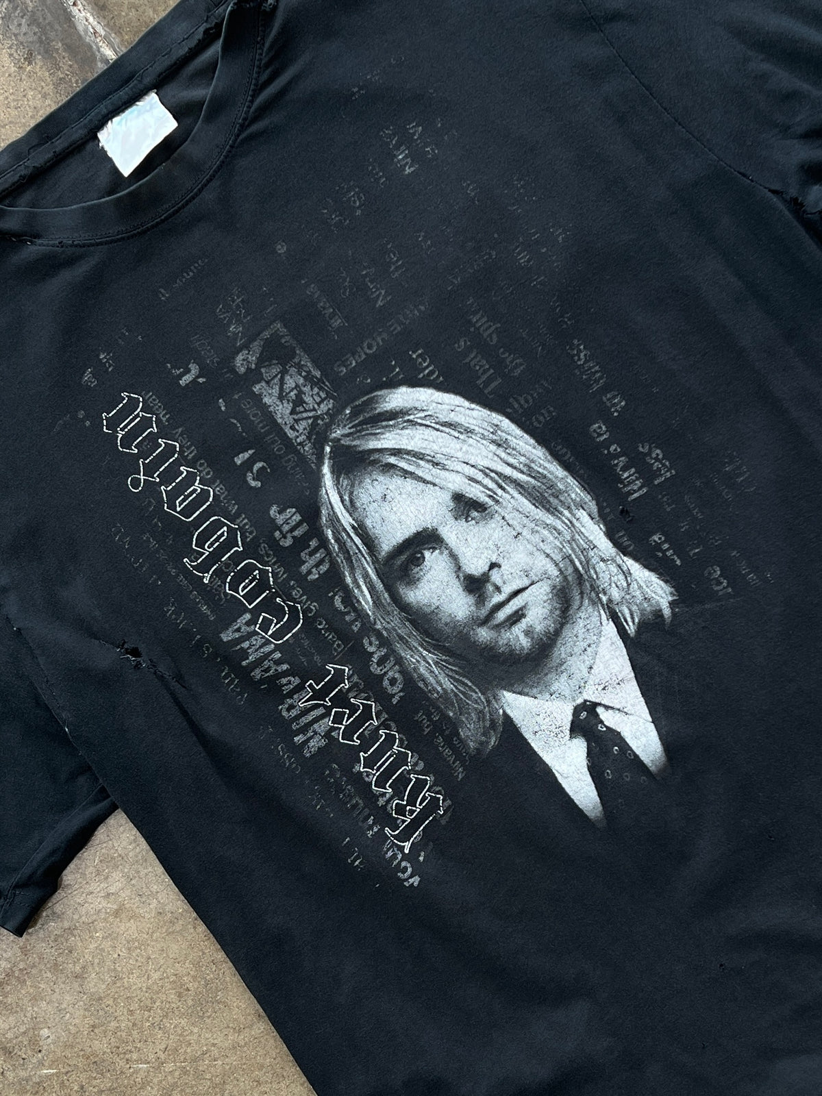 Kurt Cobain Nirvana Portrait Thrashed Showroom Repaired Tee