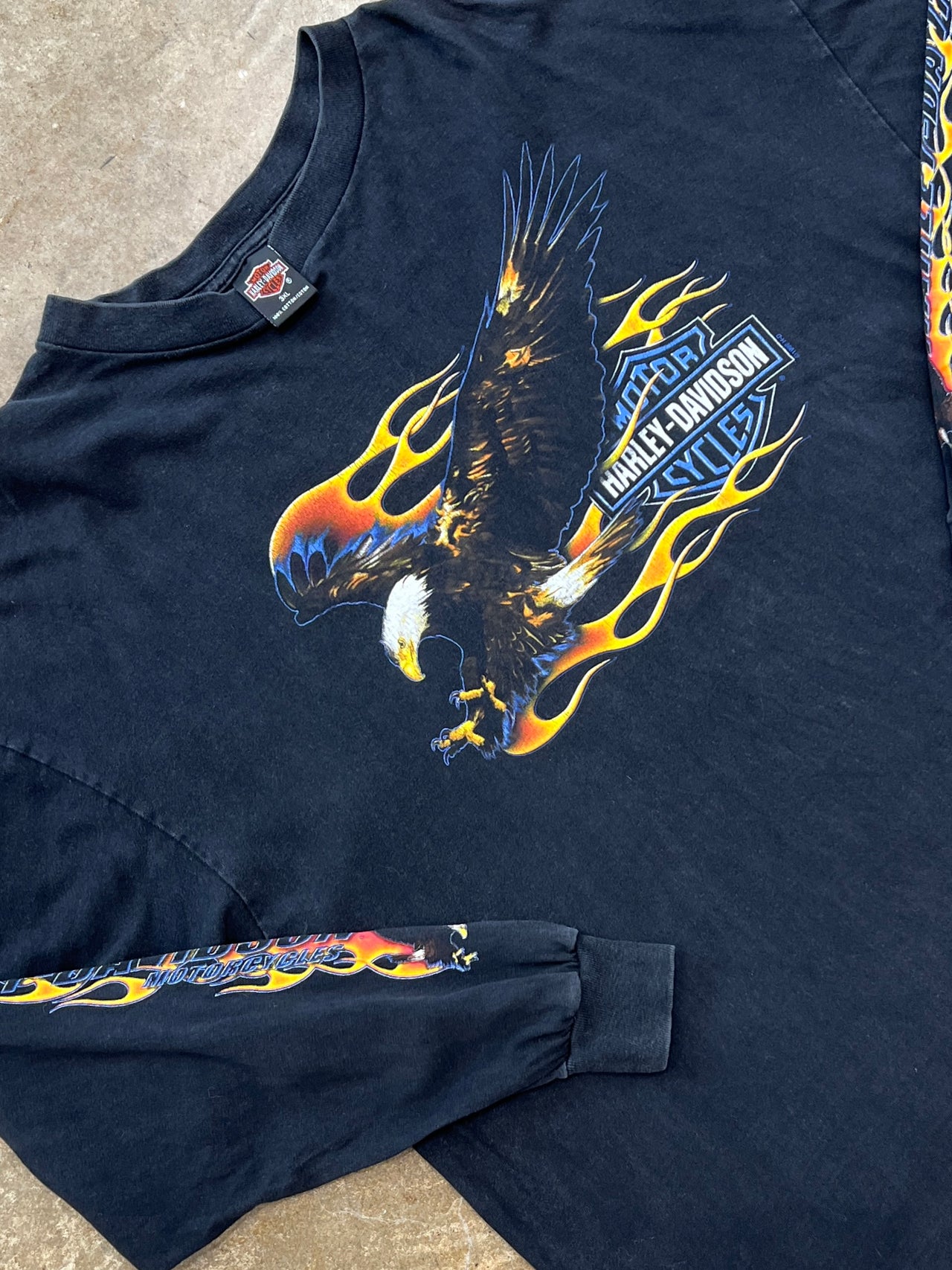 1999 Harley Davidson Eagle Flame Motorcycle Long Sleeve