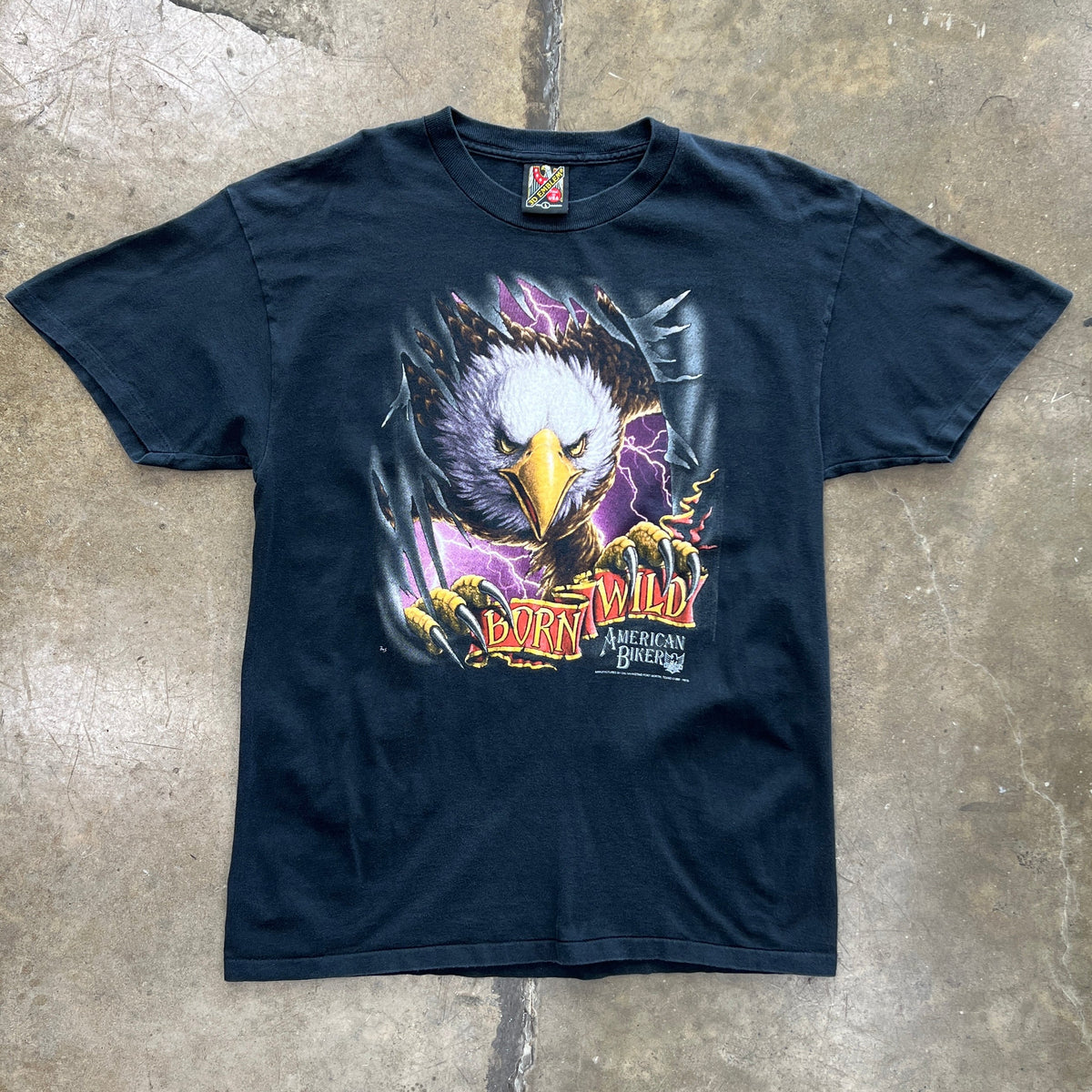 1992 3D Emblem Born Wild Eagle Lightning Tee