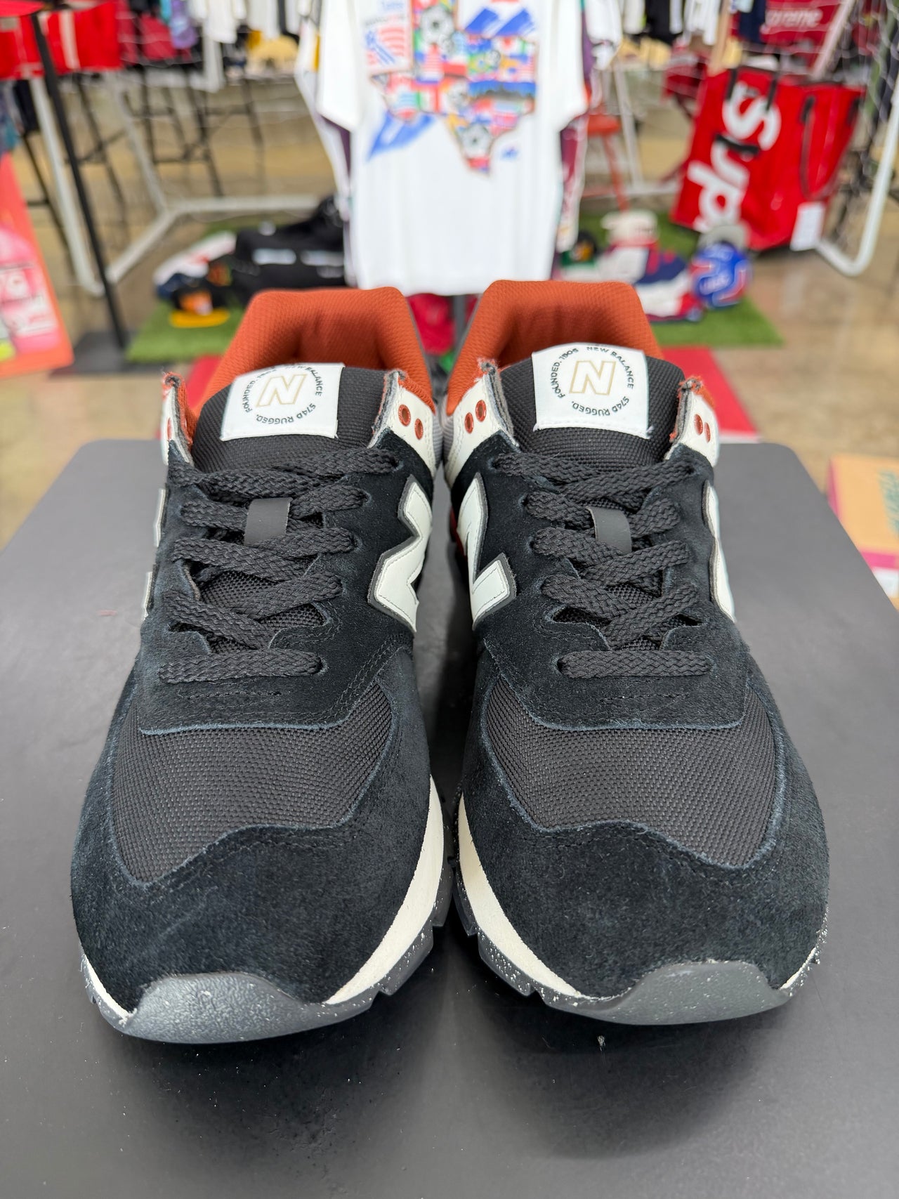 New Balance 574 Black White Red