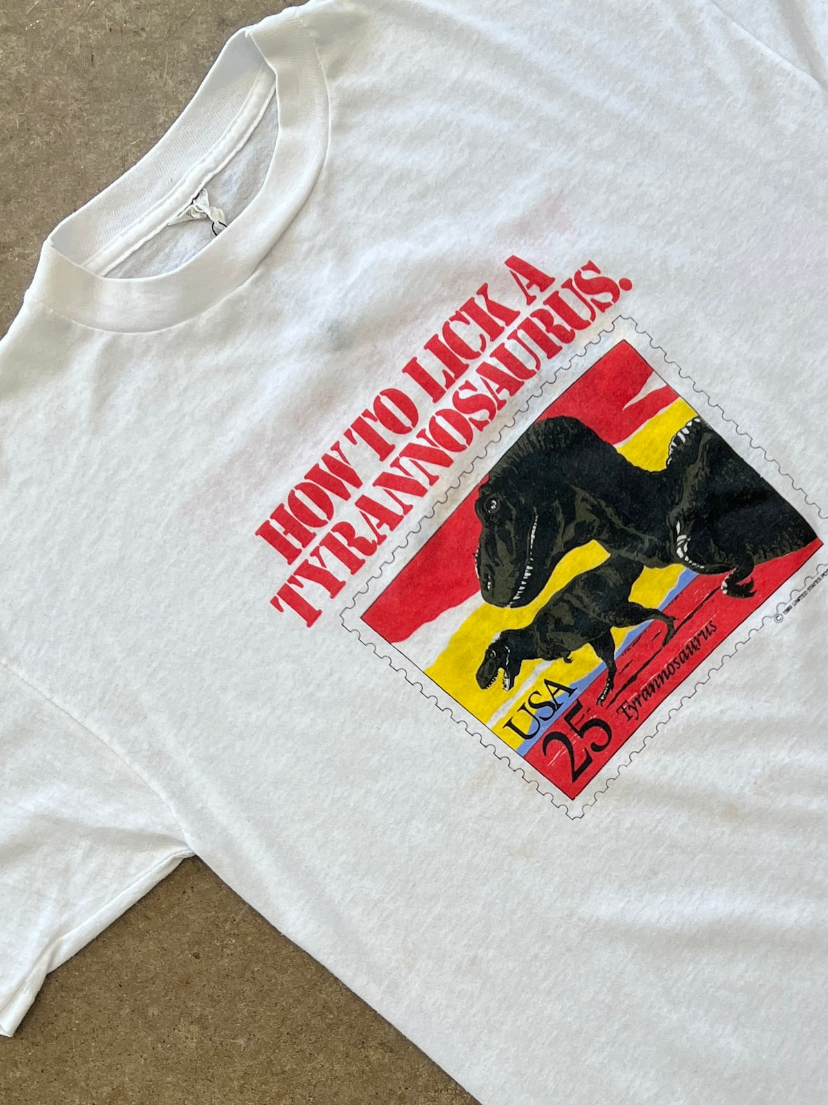 1989 Stamp How to Lick A T-Rex Dino Stamp Single Stitch Tee