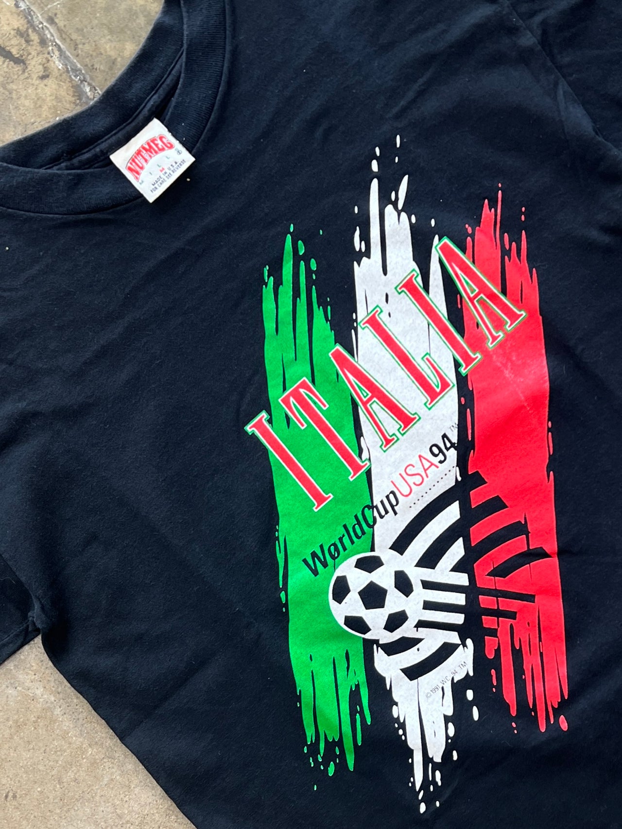 1994 Italy Italia World Cup Brush Stroke Paint Soccer Tee