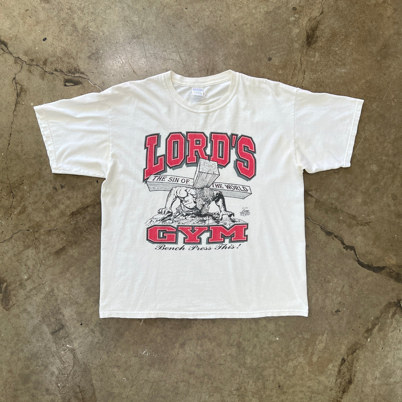 Lord's Gym Religious Jesus Cross His Pain Your Gain Tee