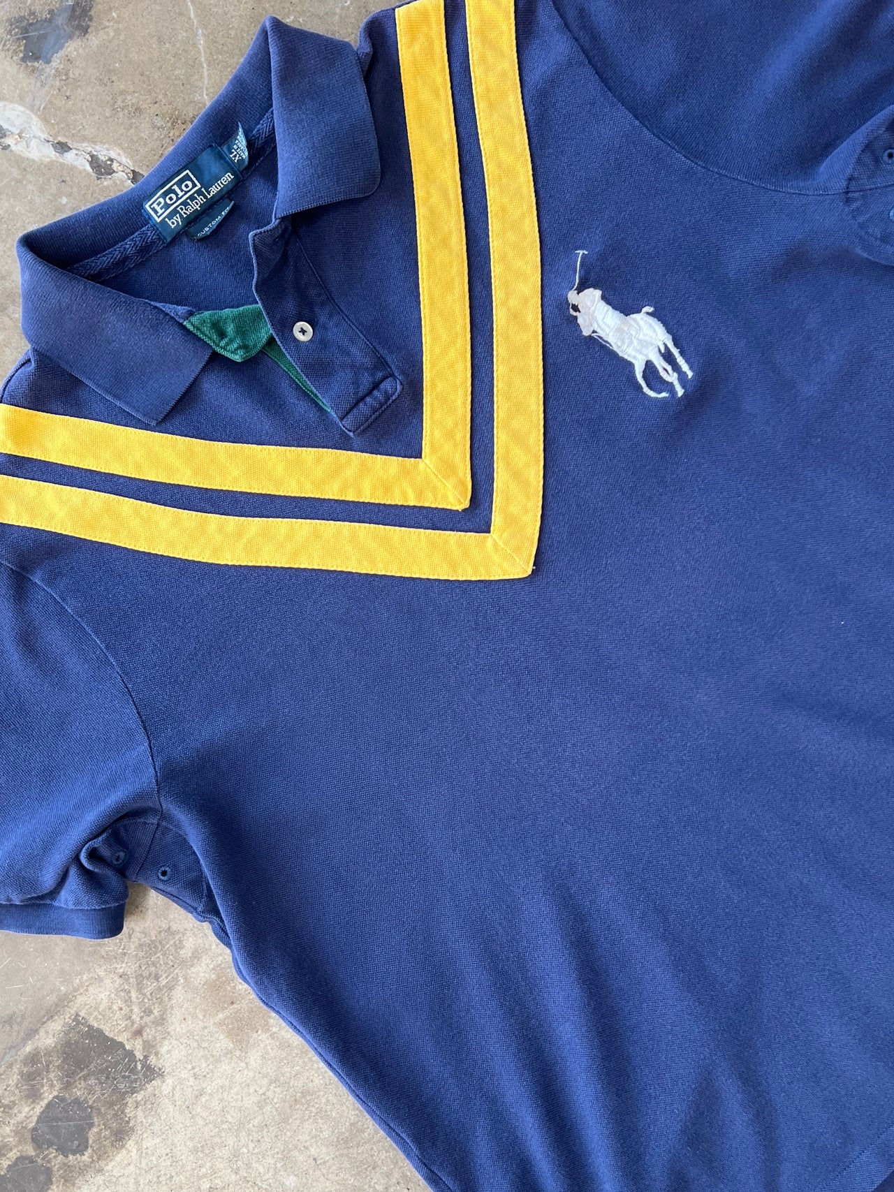 90s Ralph Lauren Polo Canes Patch Stripe Collar Shirt