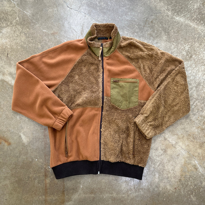 Helmut Lang Patchwork Fleece Sherpa Full Zip Jacket