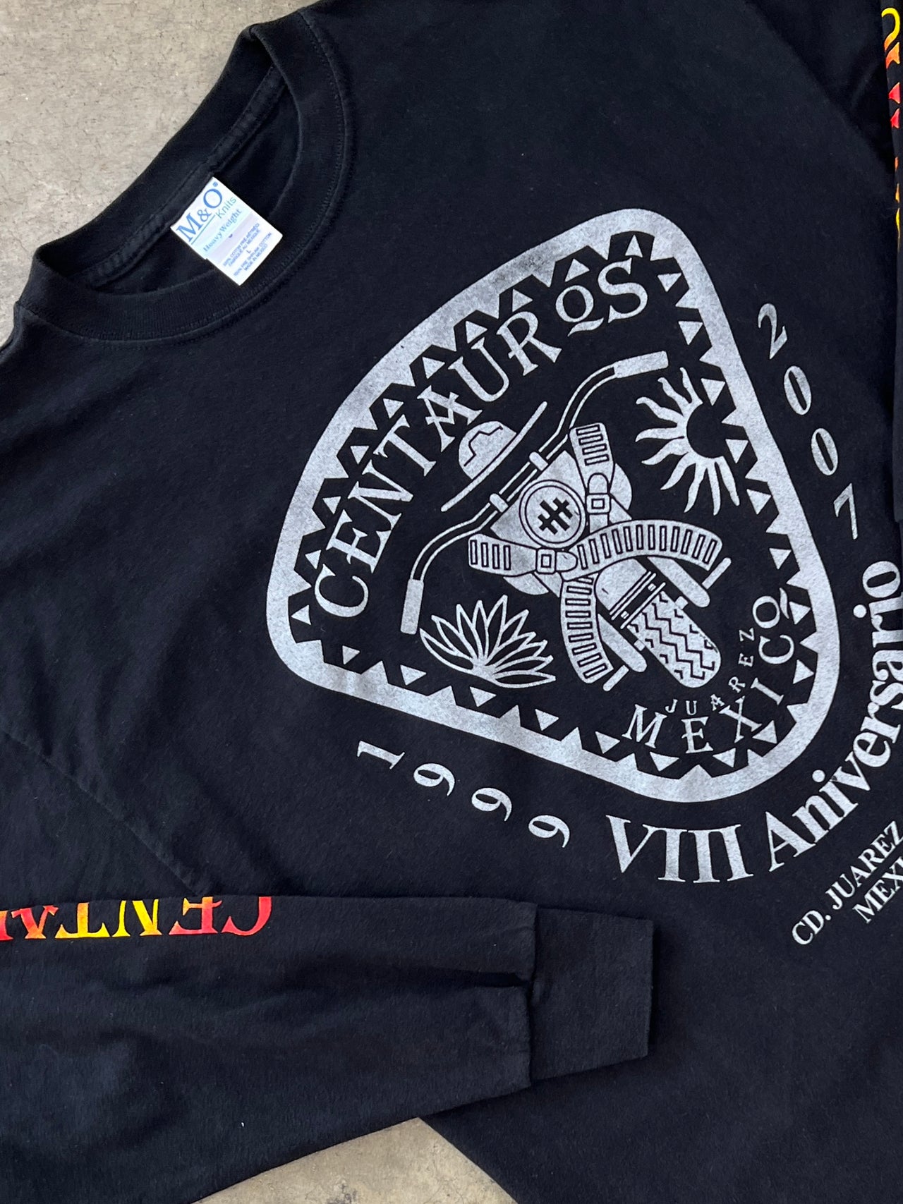 2007 Centauros Motorcycle Juarez Mexico Flame Sleeve LS Tee