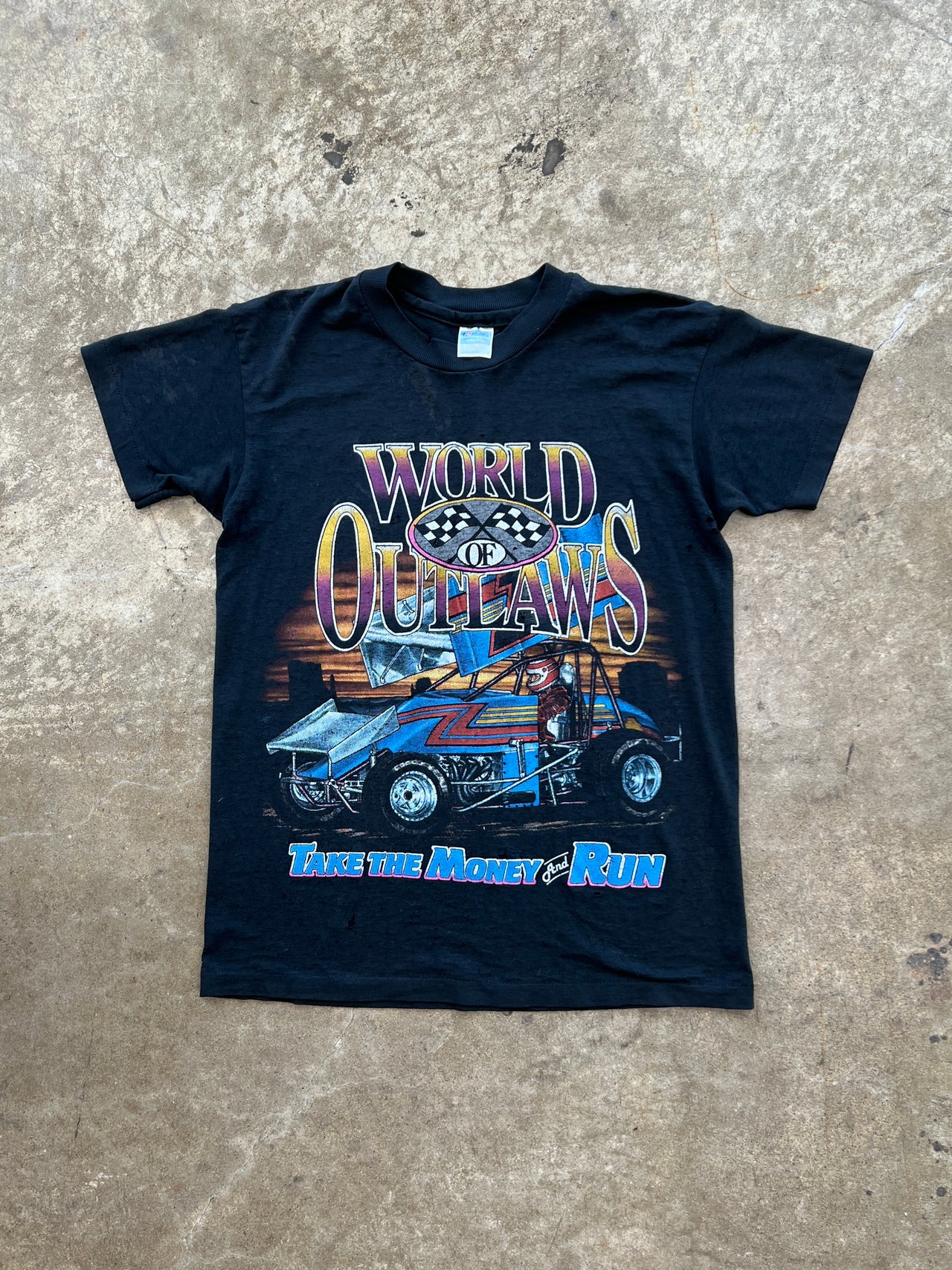 90s World Of Outlaws Take The Money And Run Racing Single Stitch Tee
