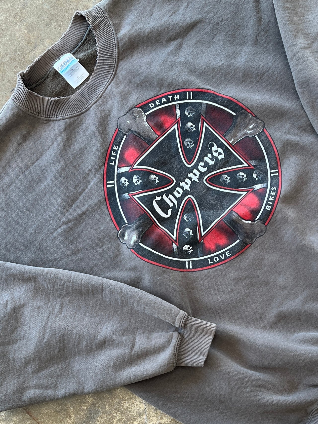 2000s Choppers Love Bikes Motorcycle Skull Cross Crewneck