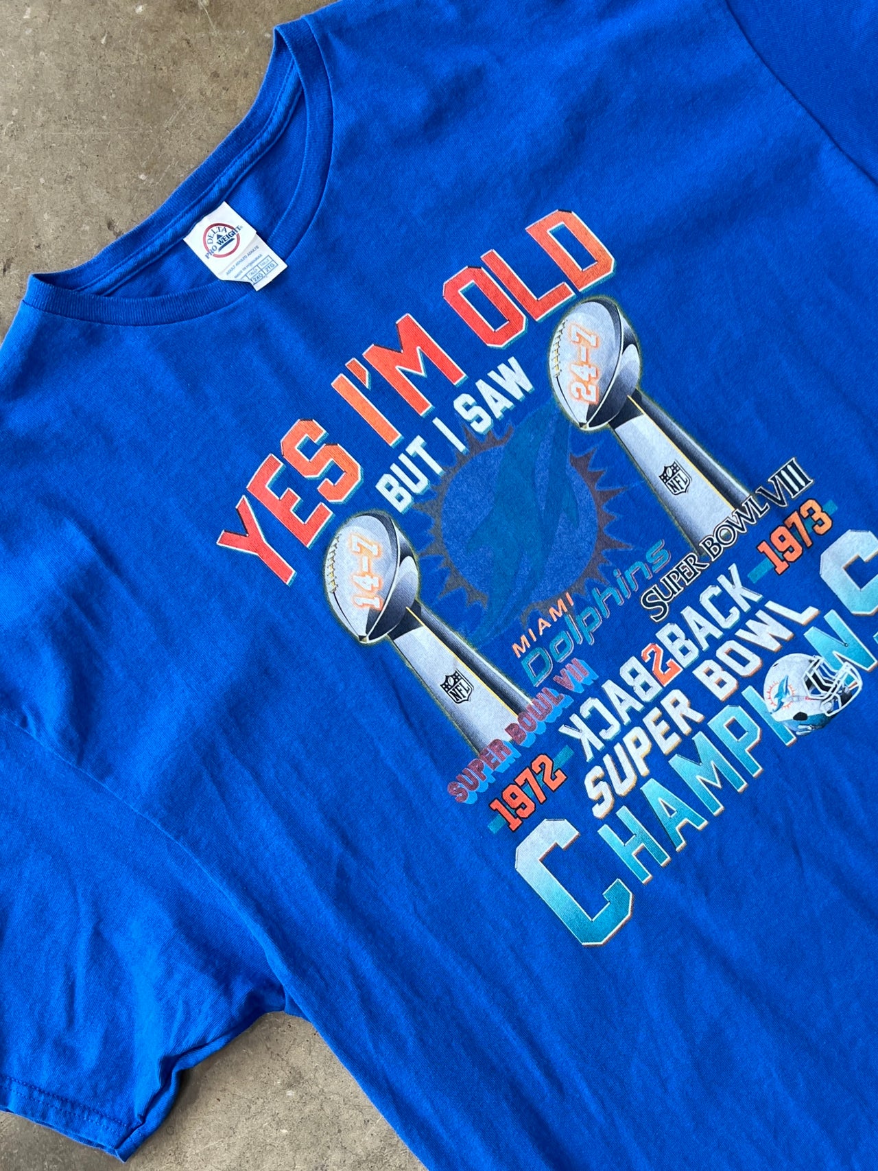 Y2K Super Bowl VII VIII Miami Dolphins Back 2 Back Champions Tee