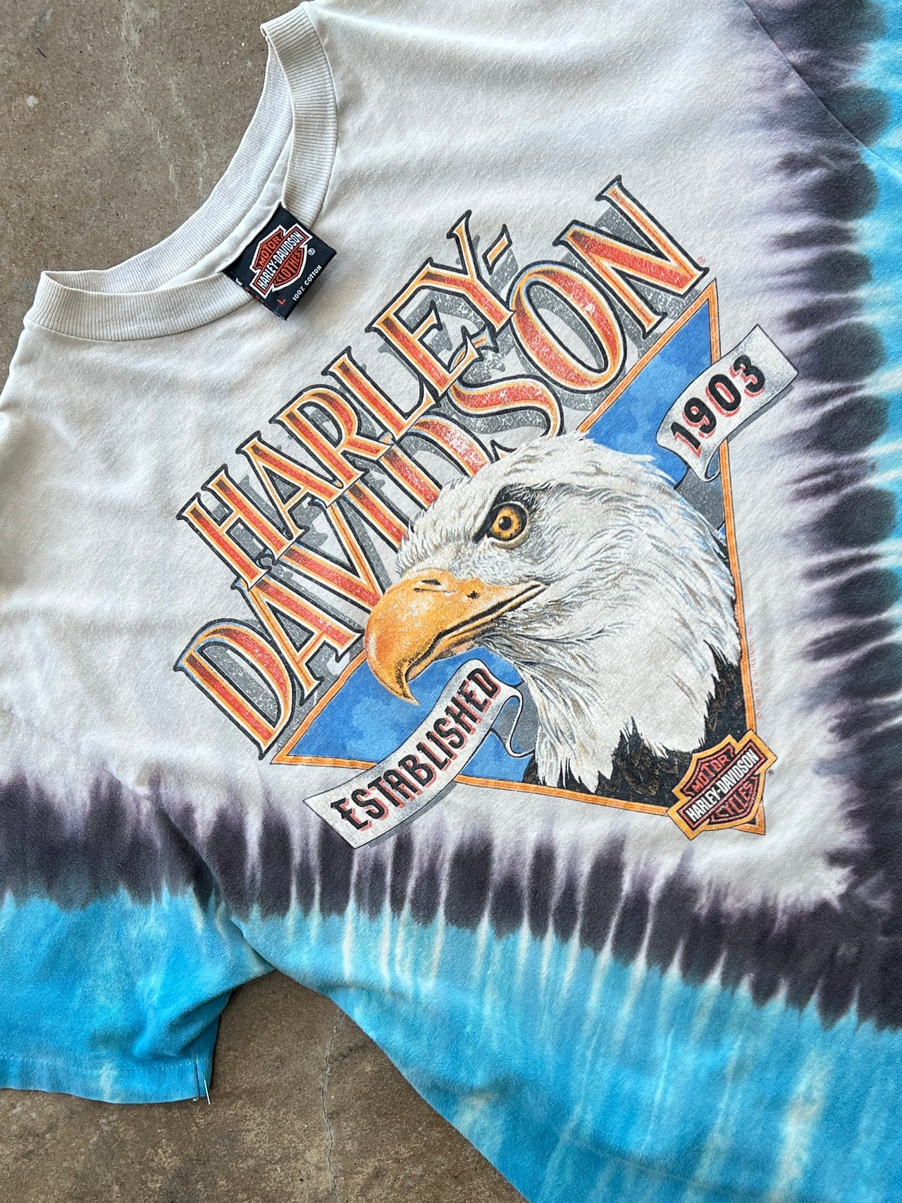 90s Harley Davidson Indiana Eagle Tie Dye Motorcycle MiUSA Tee