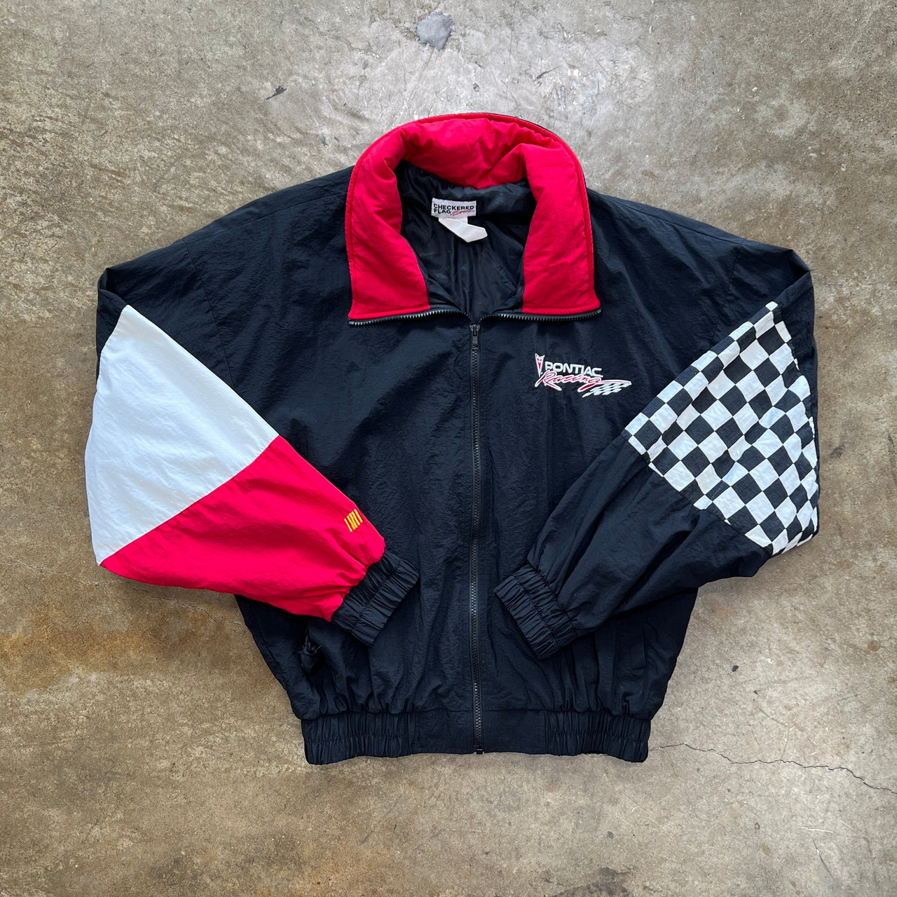 90s NASCAR Pontiac Racing Checkered Flag Jacket