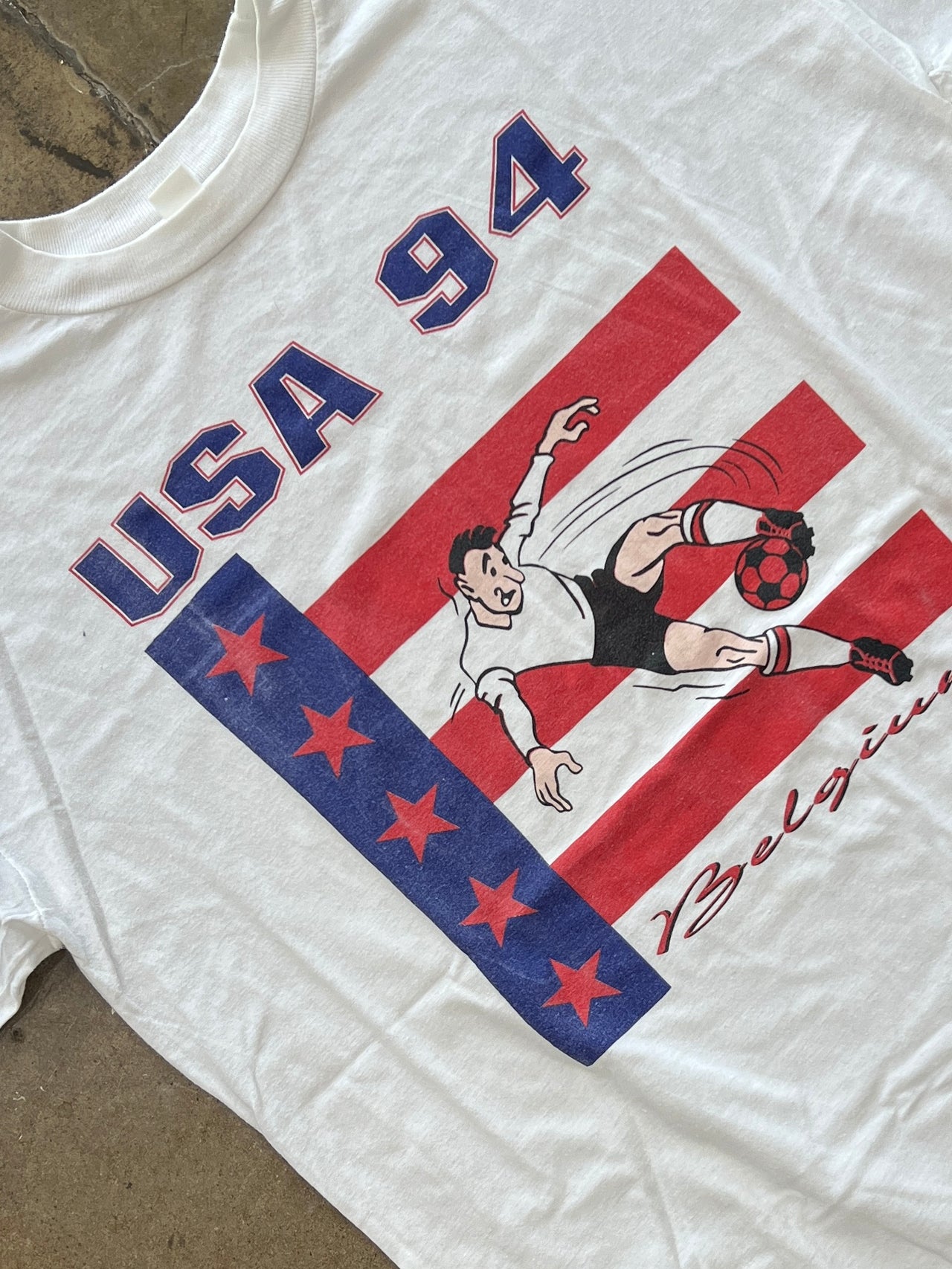1994 World CUP USA Adidas Belgium Player Soccer Tee