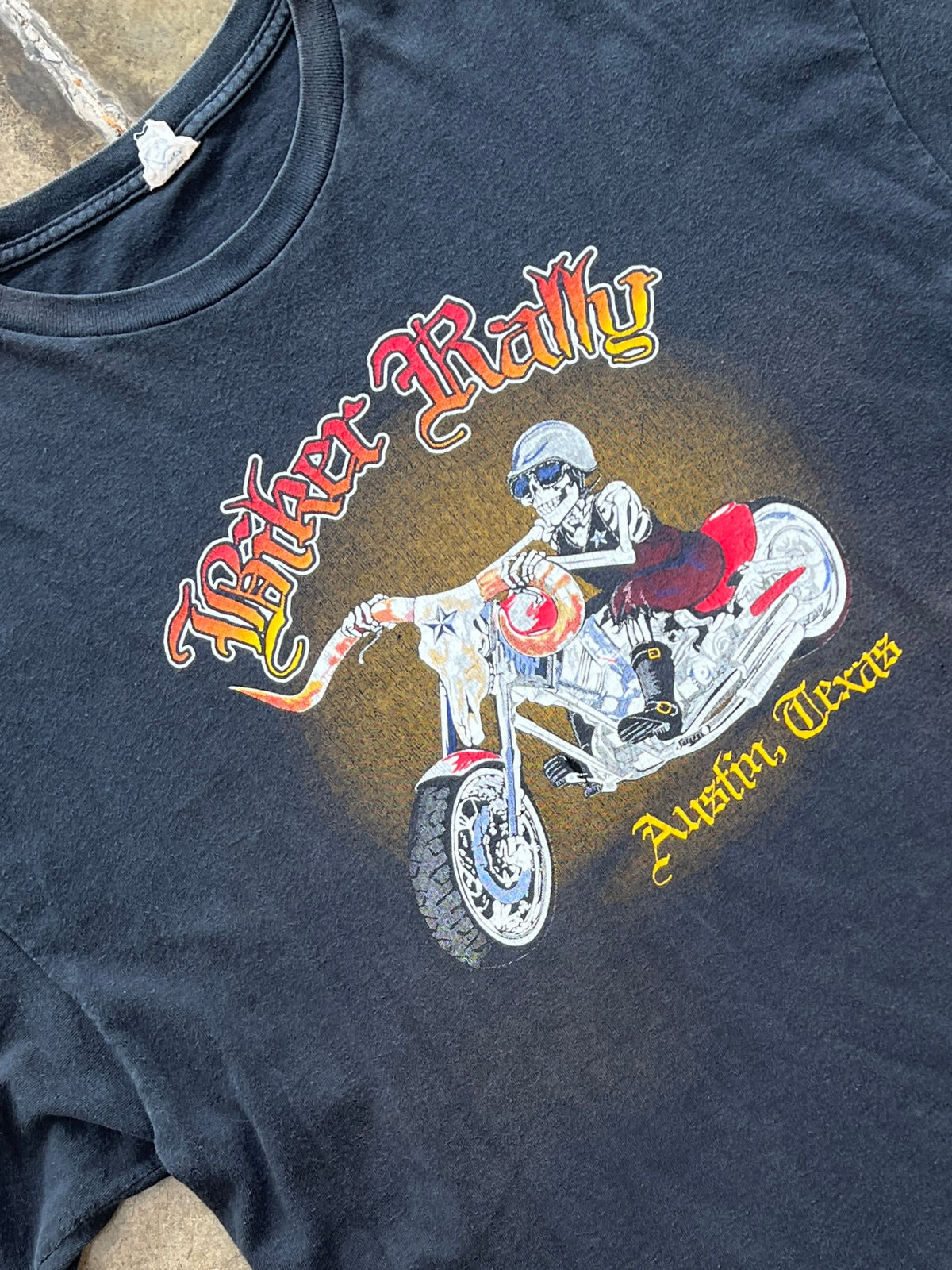 Biker Rally Austin Texas Skeleton Motorcycle Tee
