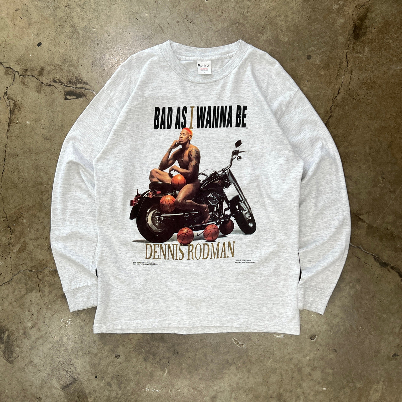 1996 Dennis Rodman Bad As I Wanna Be Long Sleeve Motorcycle Tee