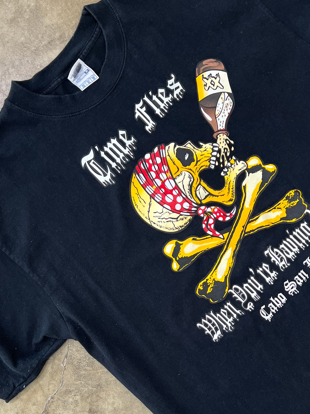 Time Flies Pirate Skull Bones Drinking Tee