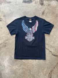 Harley Davidson Whiskey Row American Flag Eagle Tee