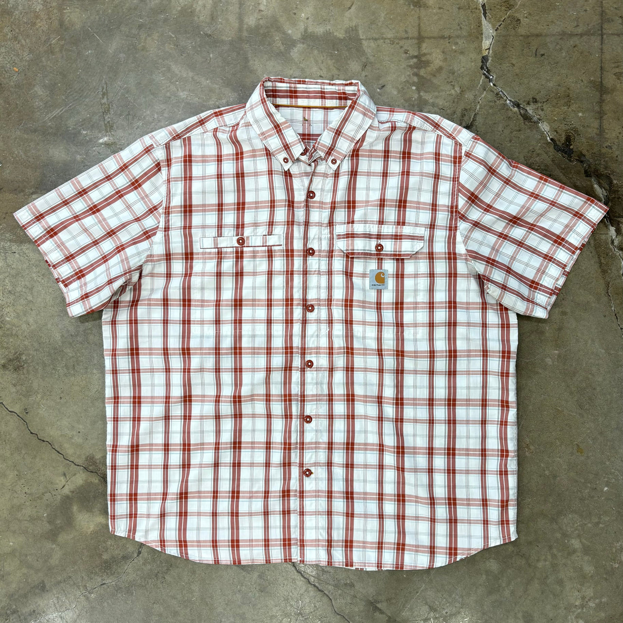 Carhartt Red White Plaid Mesh Lined Button-Up