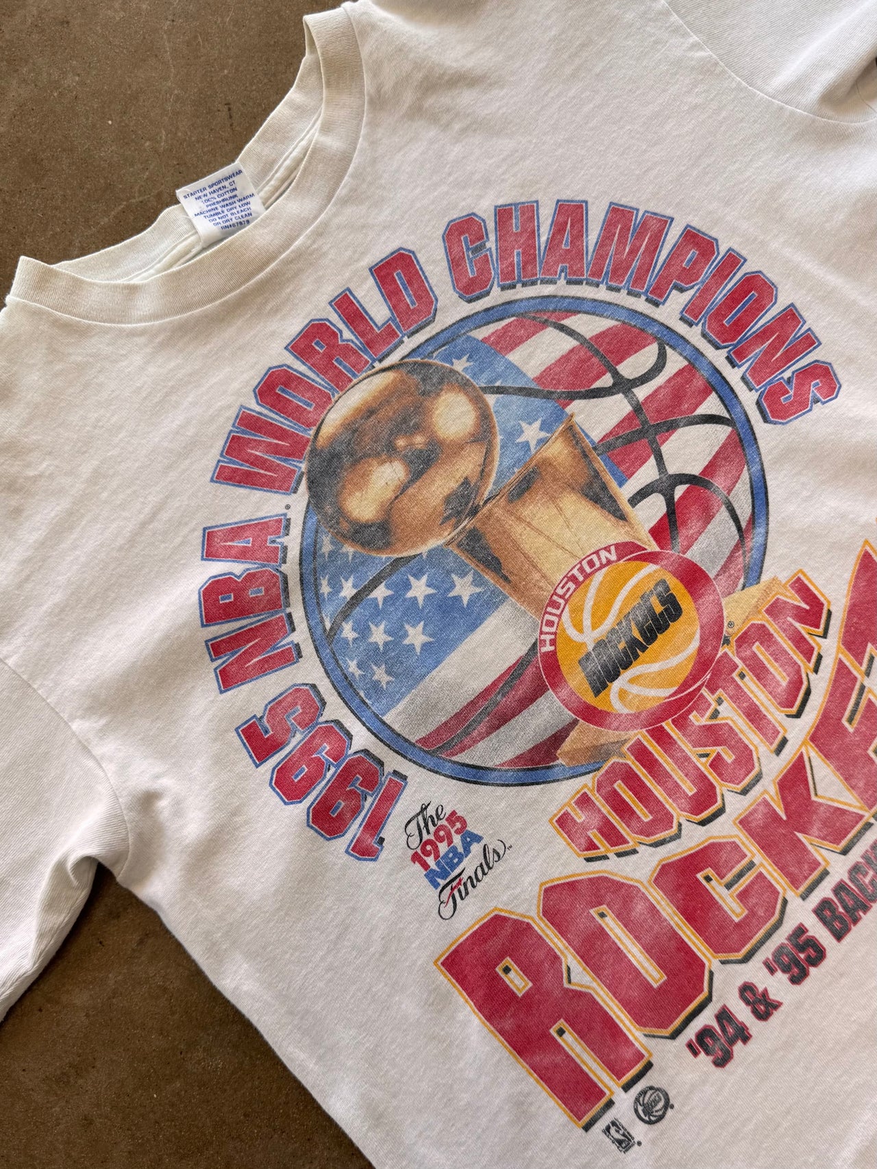 1995 NBA Champions Houston Rockets World Champions Tee Single Stitch