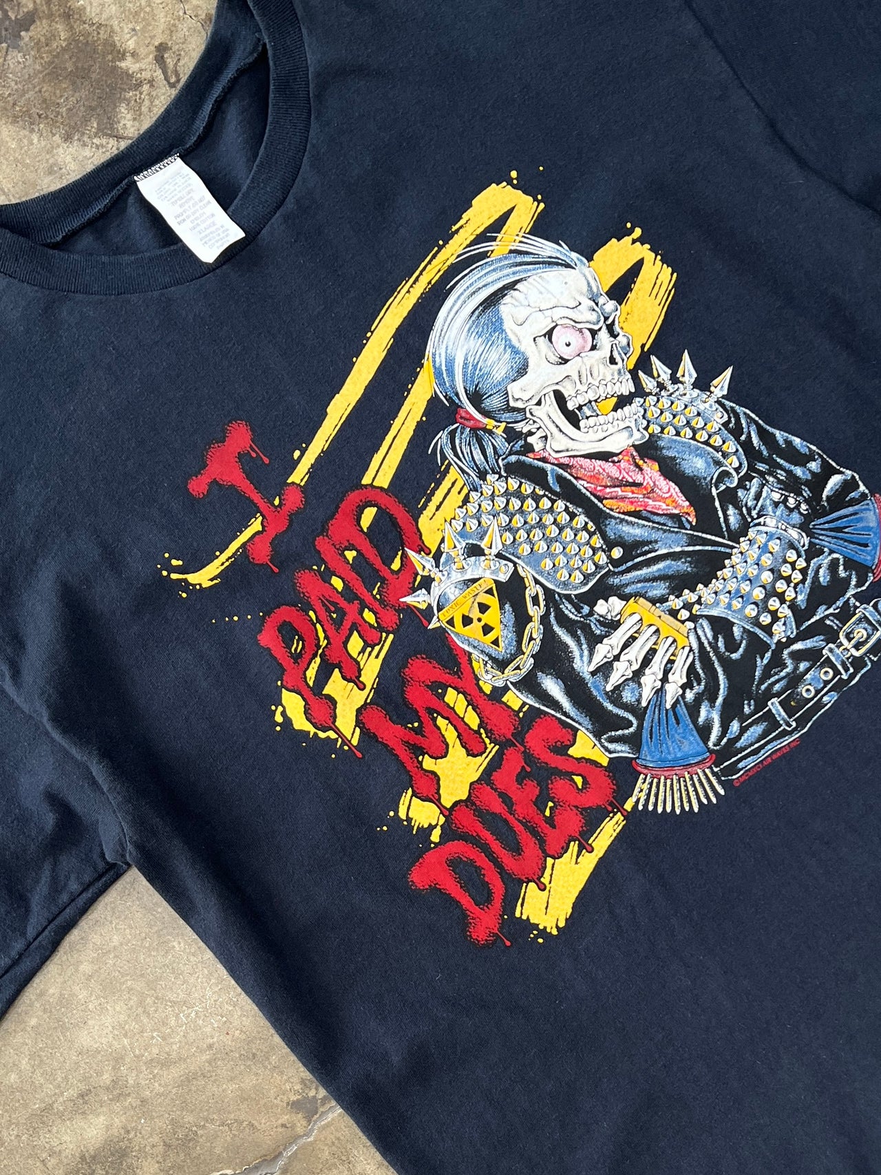 Blank Paid My Dues Skull Leather Tee