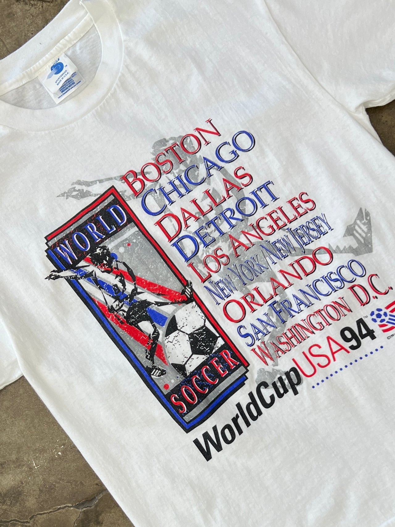 1994 World Cup USA America Soccer New York Dallas Boston Tee