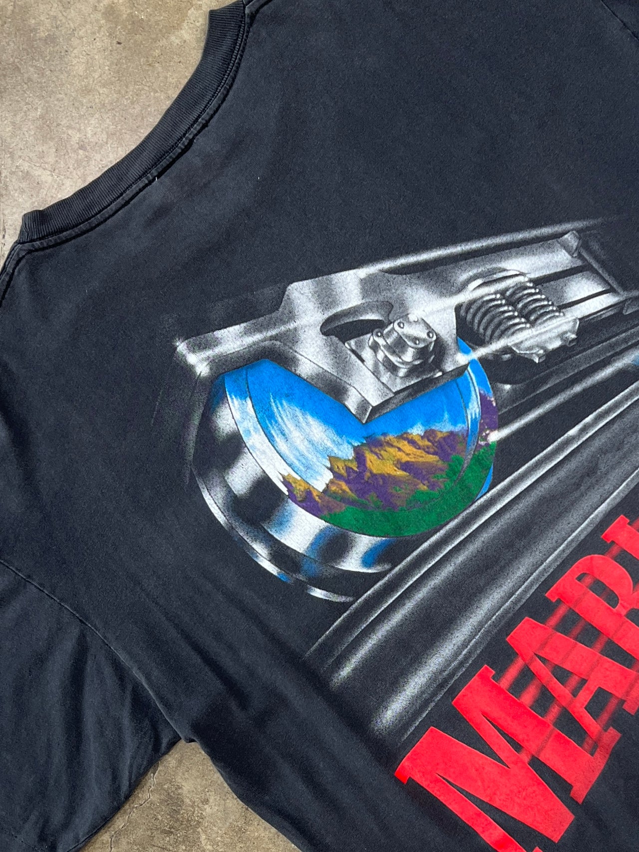 Unlimited Marlboro Train Mountain Pocket Tee Single Stitch Faded