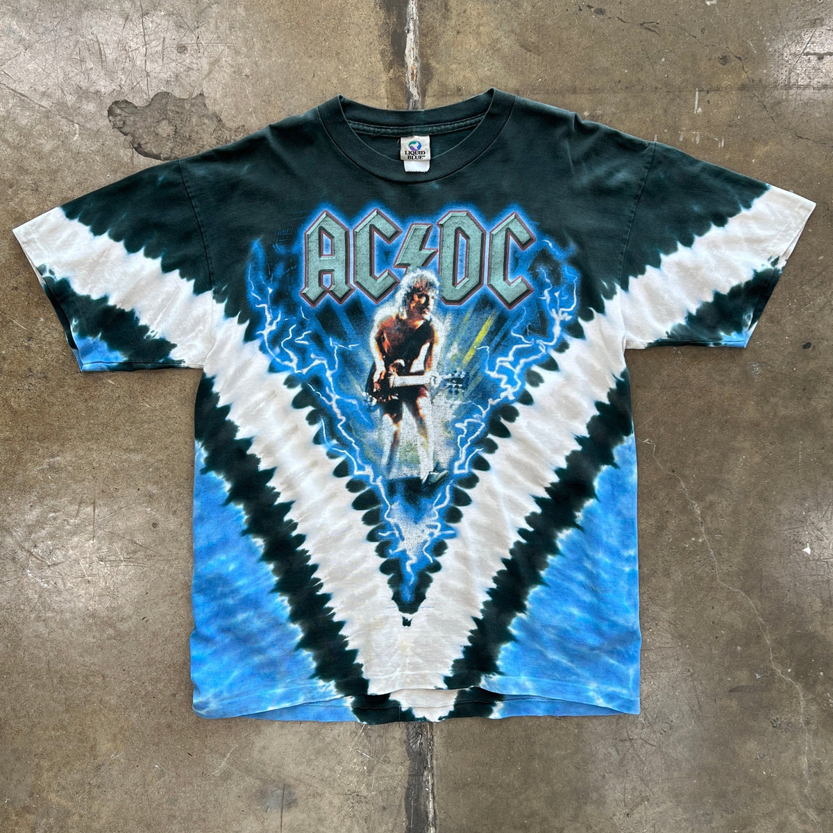 2004 ACDC Let Ehere Be Lightning Liquid Blue Band Tee
