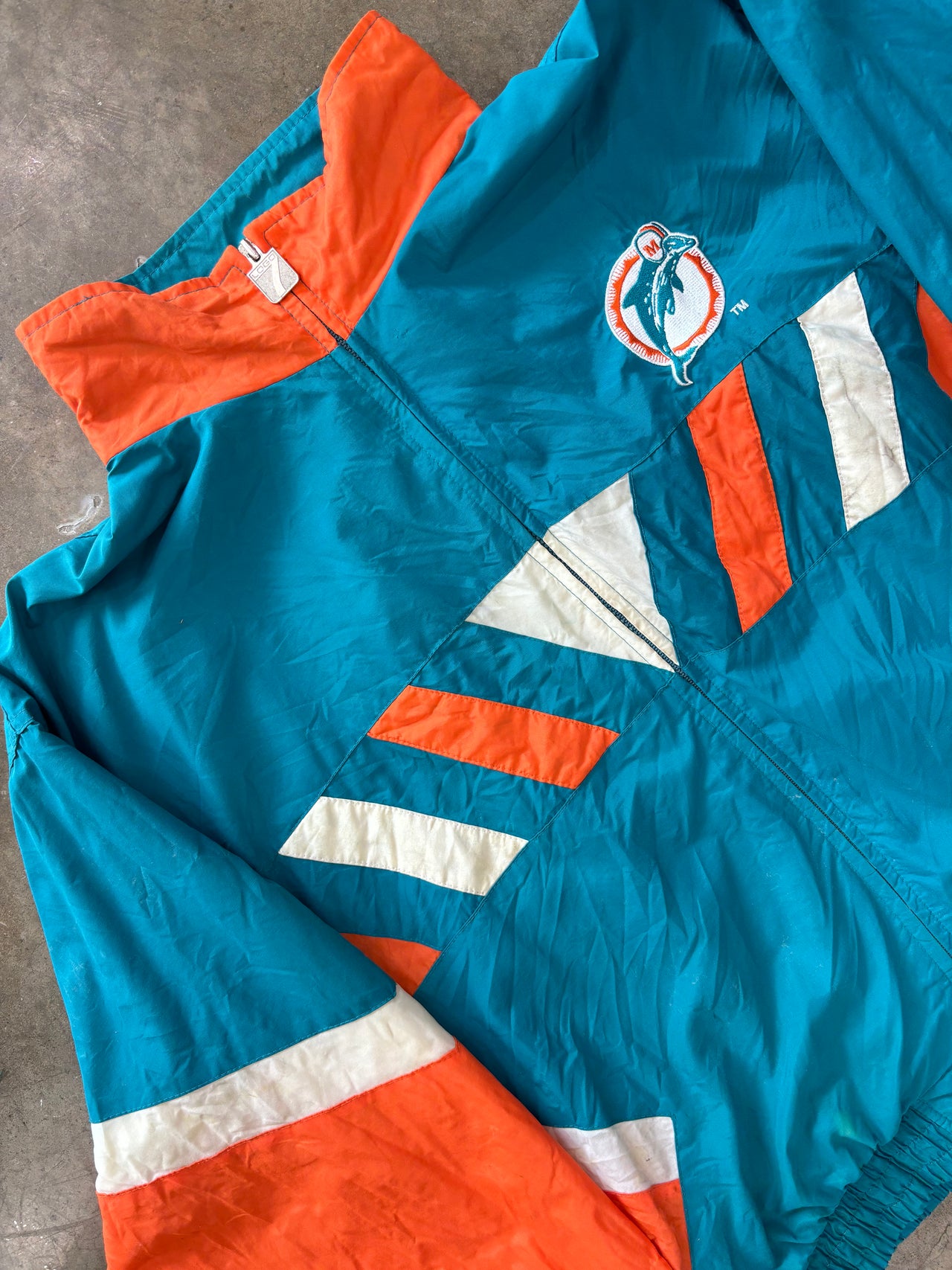 Vintage NFL Game Day Miami Dolphins Logo 7 Windbreaker XL