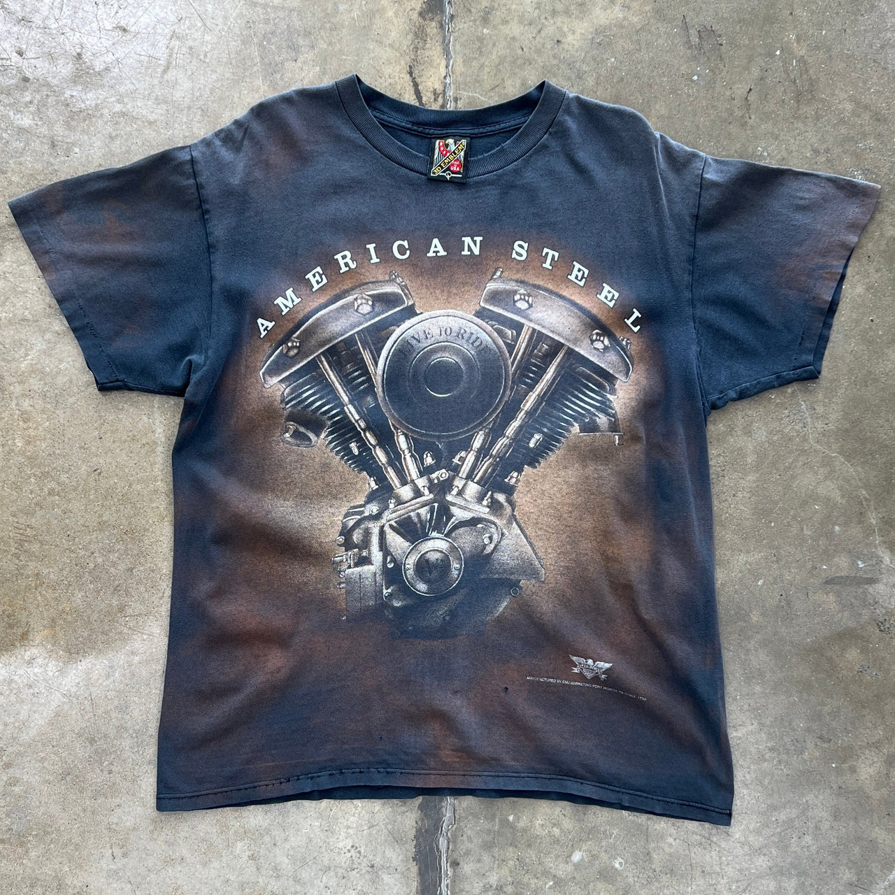 3D Emblem American Steel Panhead Motorcycle Tee