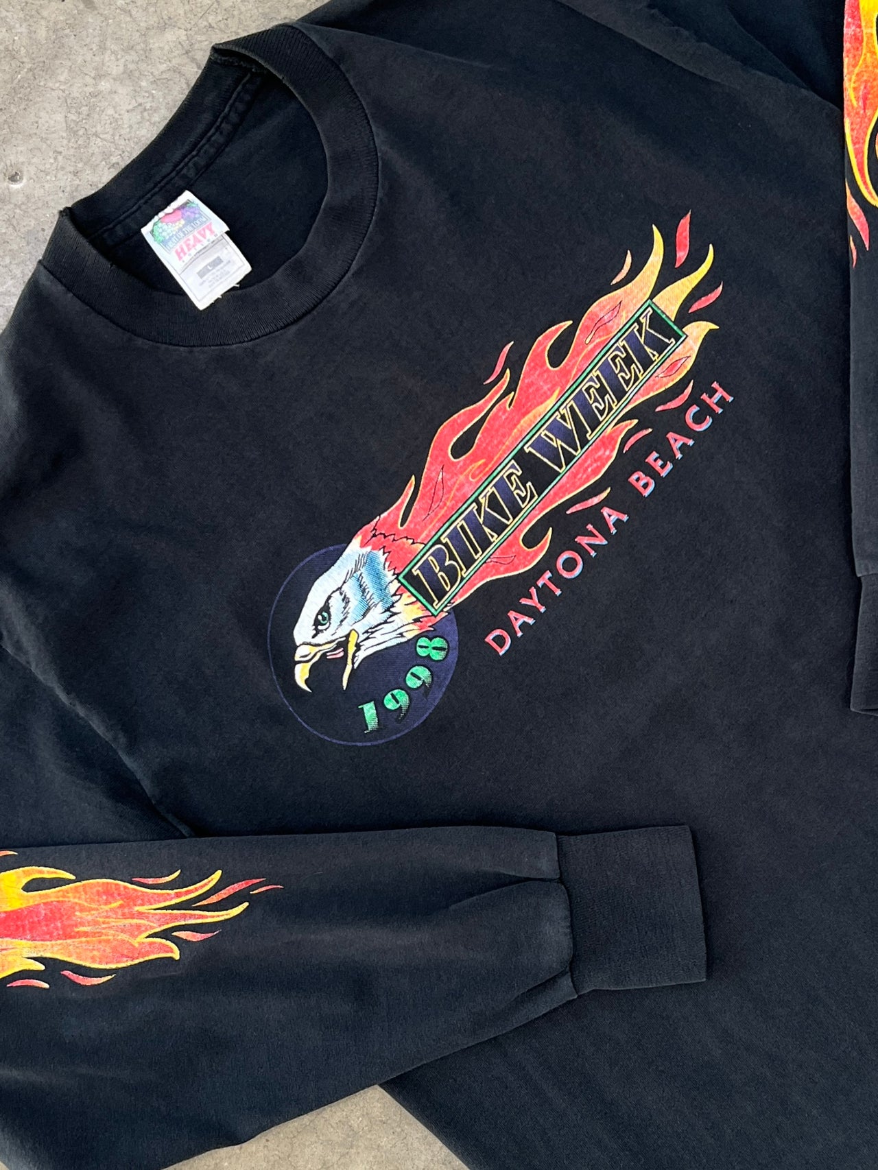 1998 Harley Davidson Flame Eagle Bike Week Daytona Single Stitch Long Sleeve