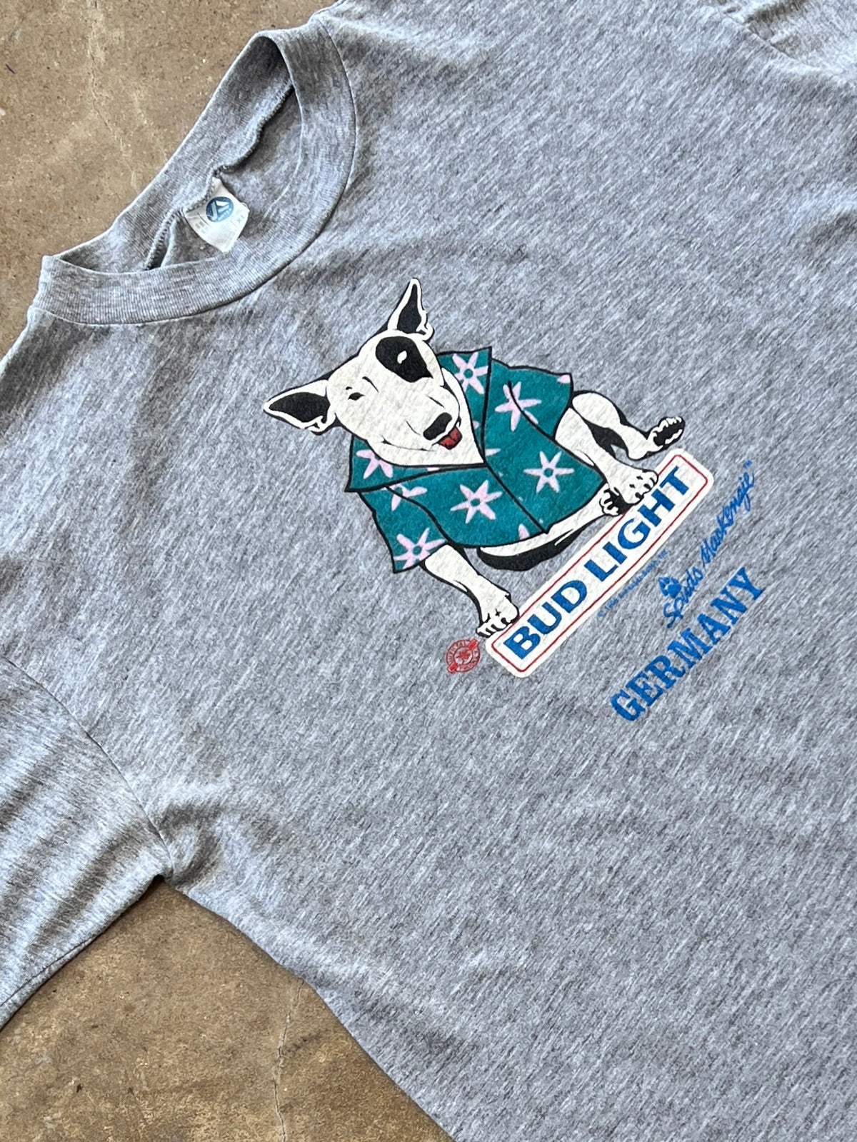 1986 Bud Light Spuds Mackenzie Germany Dog Tee Single Stitch