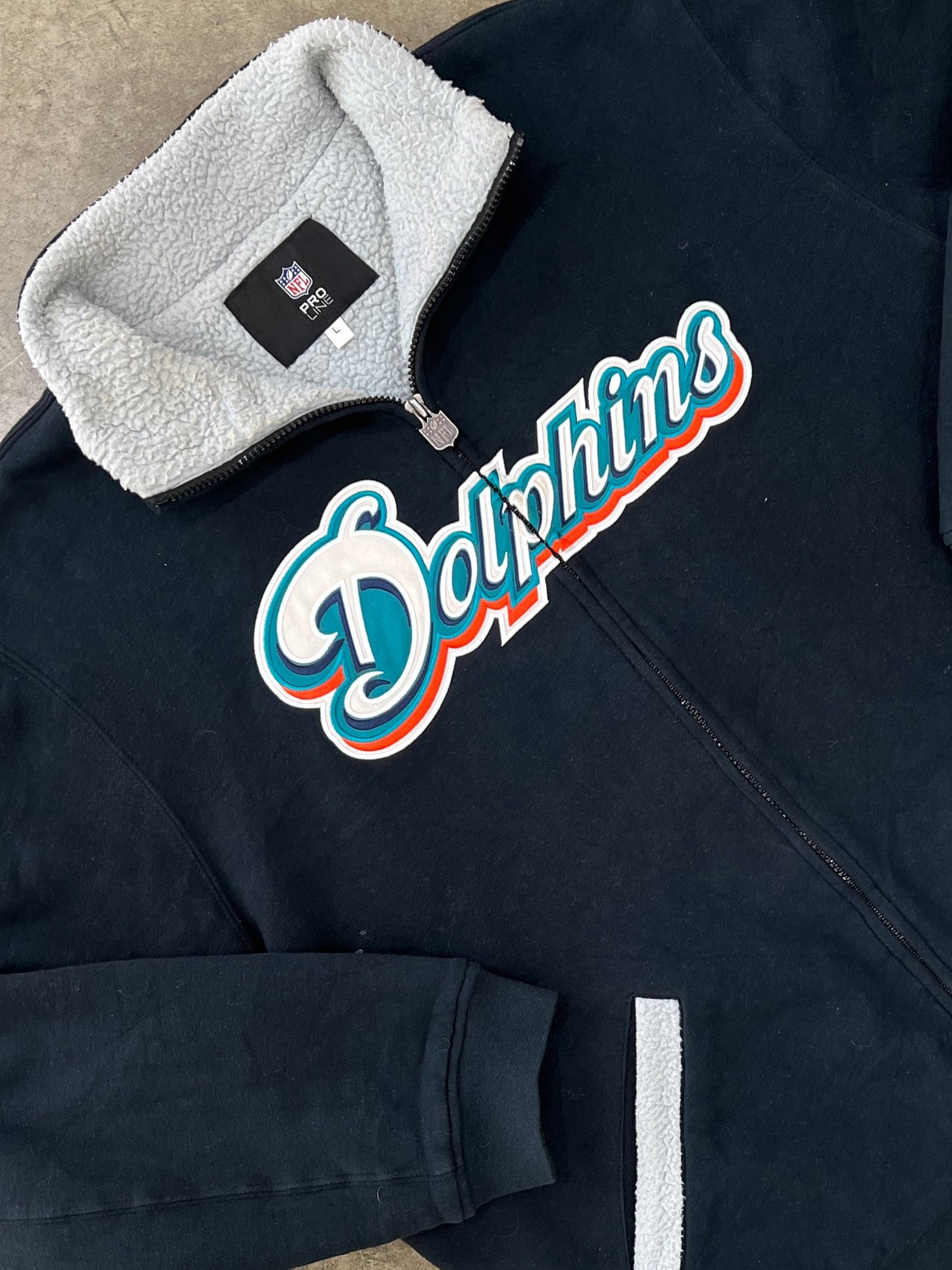 NFL Pro Line Miami Dolphins Football Zip Up Fleece Jacket