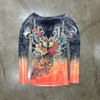 Ed Hardy Y2k Bedazzled Butterfly LS Tee XS Women’s