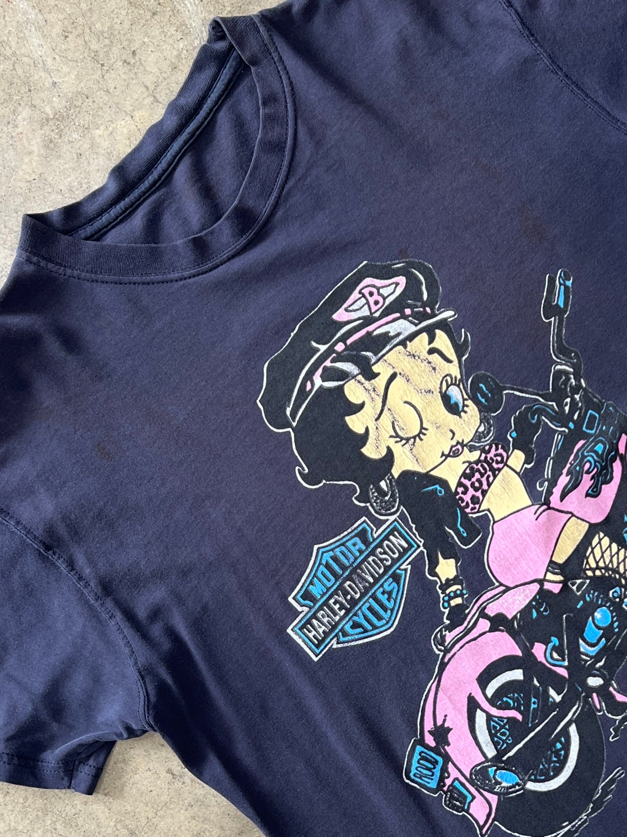 Betty Boop Harley Davidson Pink Motorcycle Biker Tee