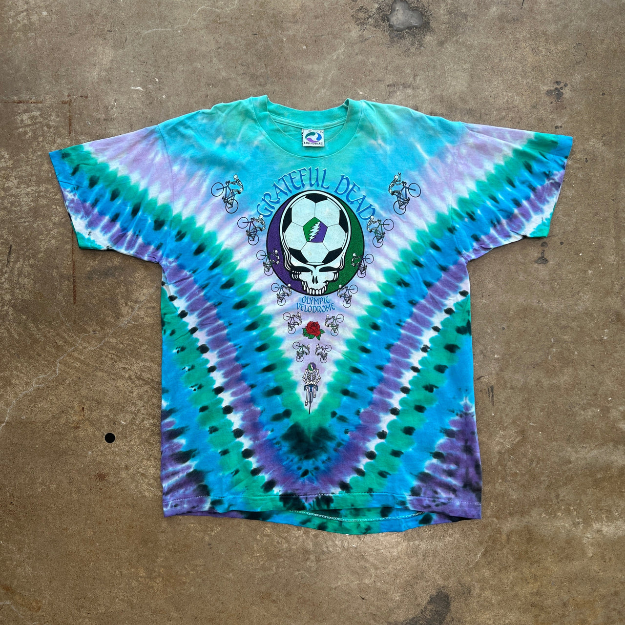 1990 Grateful Dead Olympic Velodrome Tie Dye Bicycle Soccer Single Stitch Tee