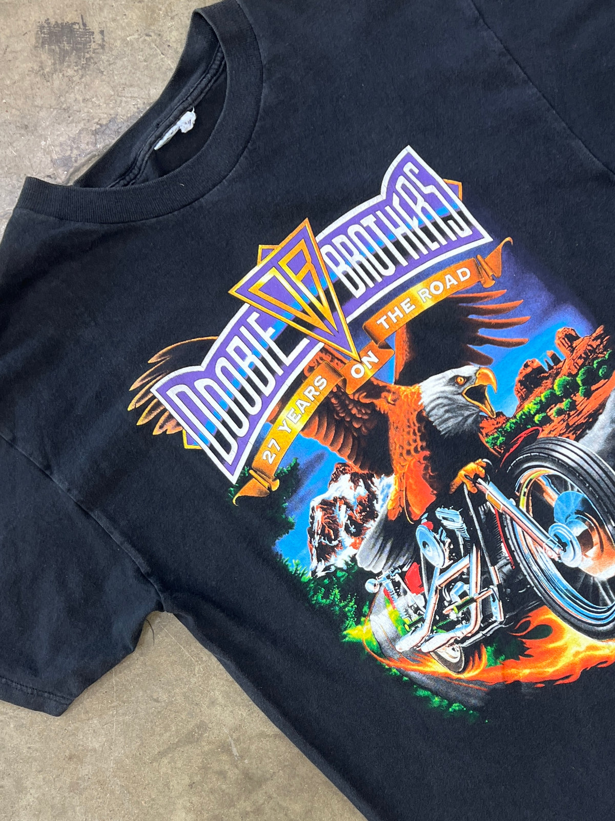 90s Doobie Brothers On the Road Motorcycle Eagle Tee