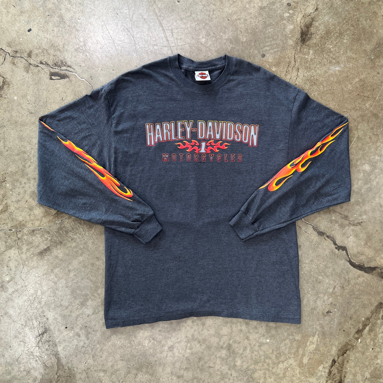 Harley Davidson Worth Missouri Flame Sleeve Motorcycle LS Tee