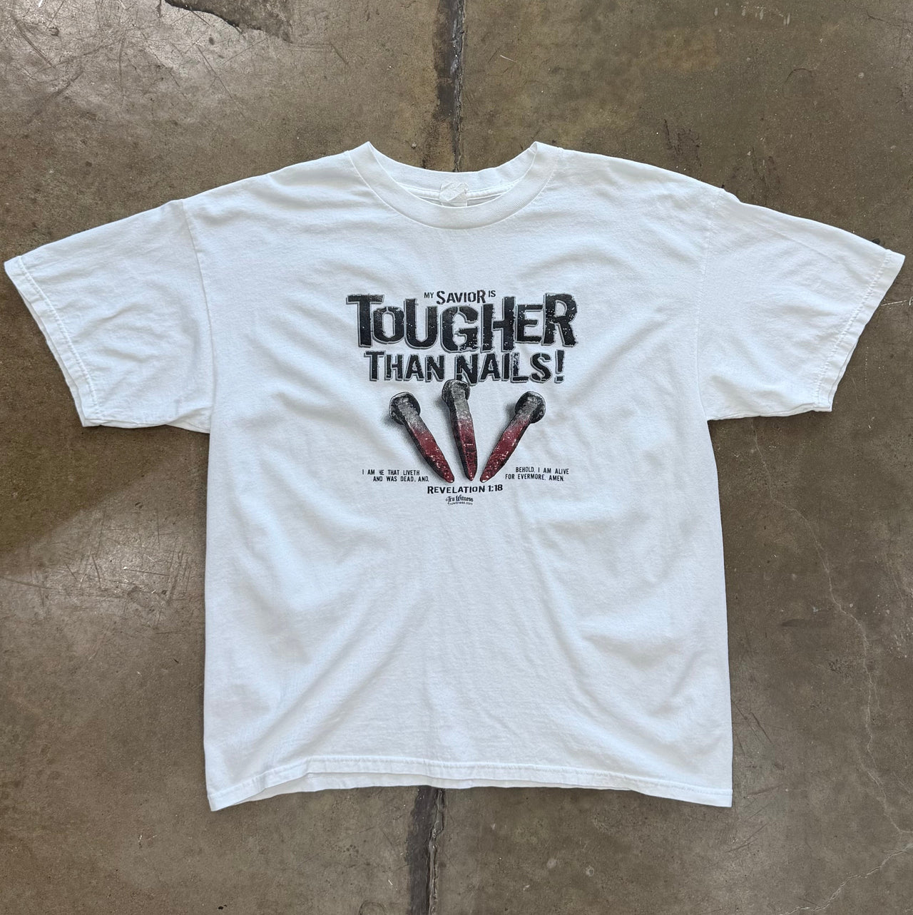 Tru Witness Revelation Savior Tougher Than Nails Jesus Religious Tee
