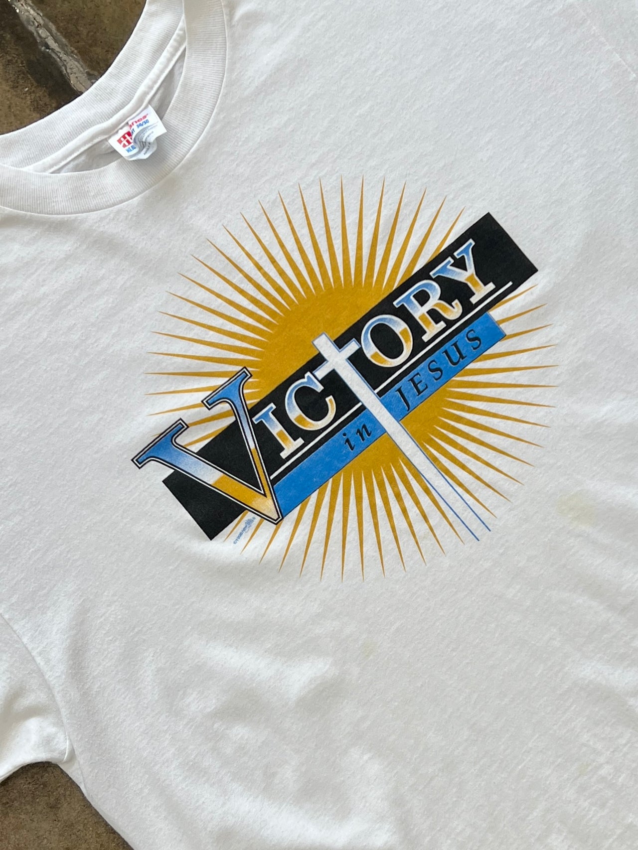 1998 Victory in Jesus Christ Cross Religious Tee