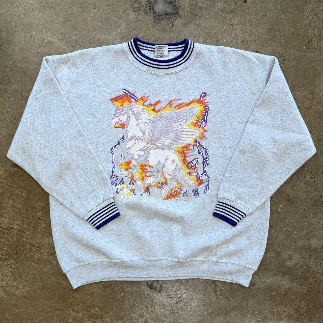 American Thunder Horse Lightning Crewneck Oneita