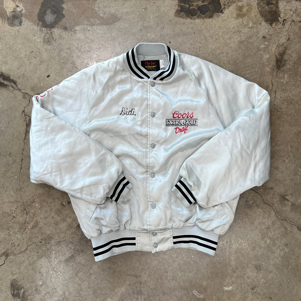 True Vintage 70s Coors Draft Beer Bomber Varsity Jacket Pla-Jac Tag