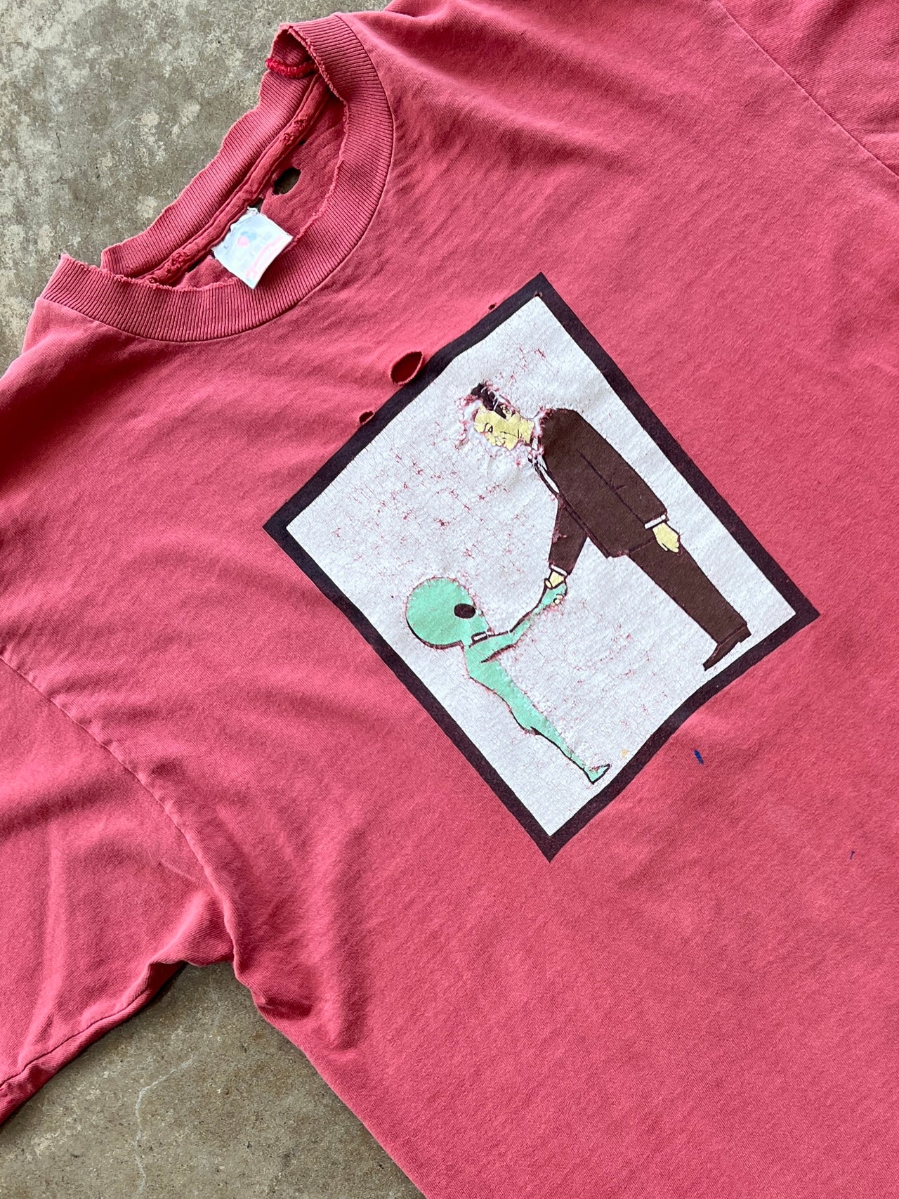 90s Alien Handshake Helmet Band Tee Single Stitch