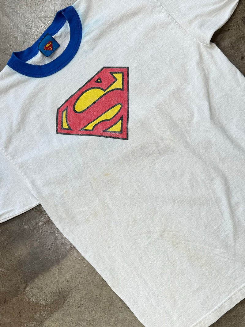 Vintage Superman Ringer Tee Large