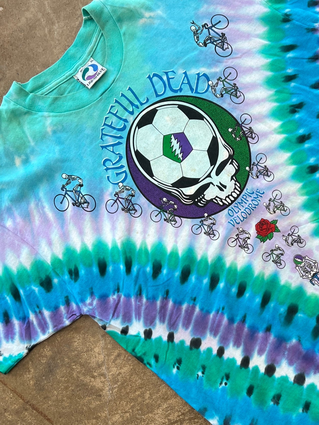 1990 Grateful Dead Olympic Velodrome Tie Dye Bicycle Soccer Single Stitch Tee