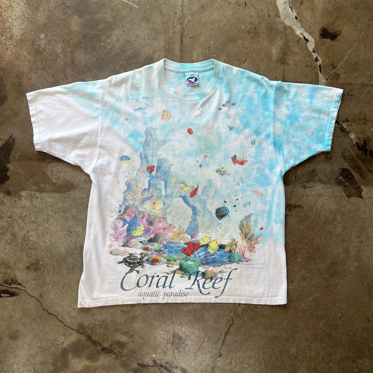 1992 Liquid Blue Ocean Oceanic Coral Reef Fish Nature Tee